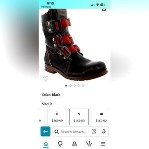 Fly London Black Moto Boots with faded blood red adjustable straps. Size 40EU